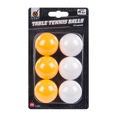 Bordtennisbolde 6 stk i orange og hvid