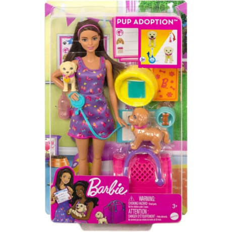 Barbie Pup Adoption Dukke med Hvalpe Legesæt