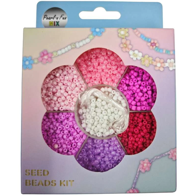 Pearl ´n Fun Glasperlemix 90g pink/lilla/hvid + elastik