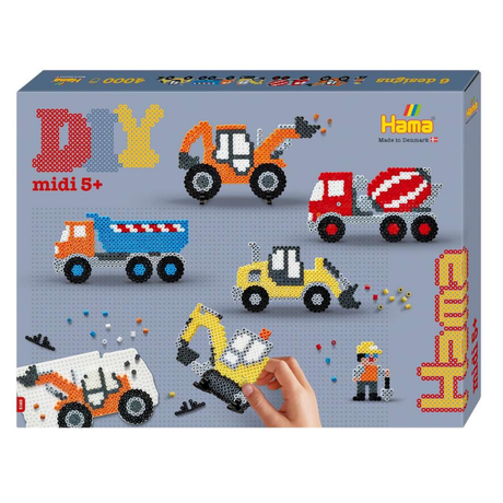 Hama midi gaveæske entreprenørmaskiner – ca. 4.000 perler