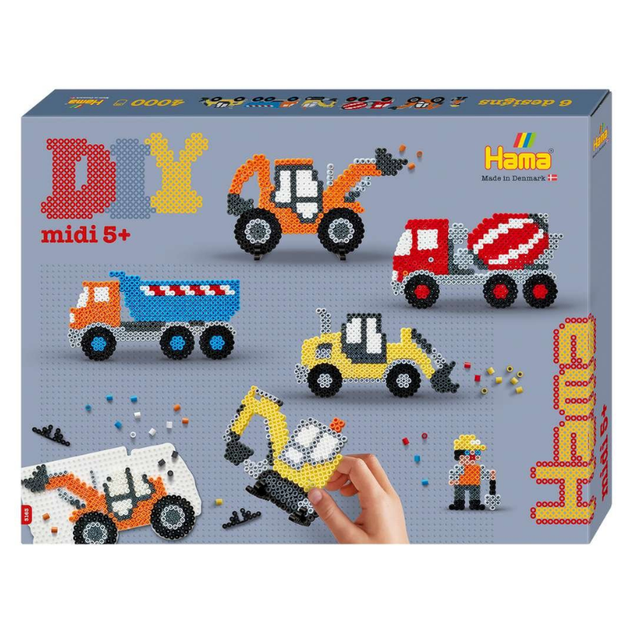 Hama midi gaveæske entreprenørmaskiner – ca. 4.000 perler