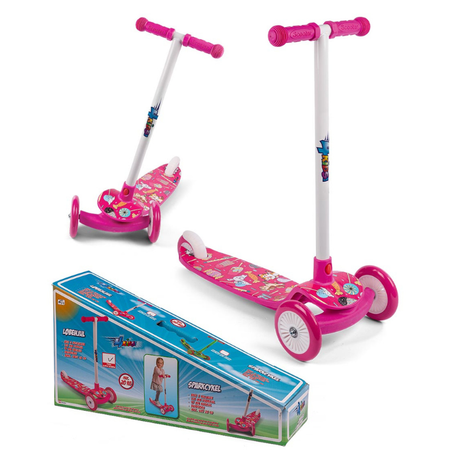 3-hjulet løbehjul til børn i pink med motiv