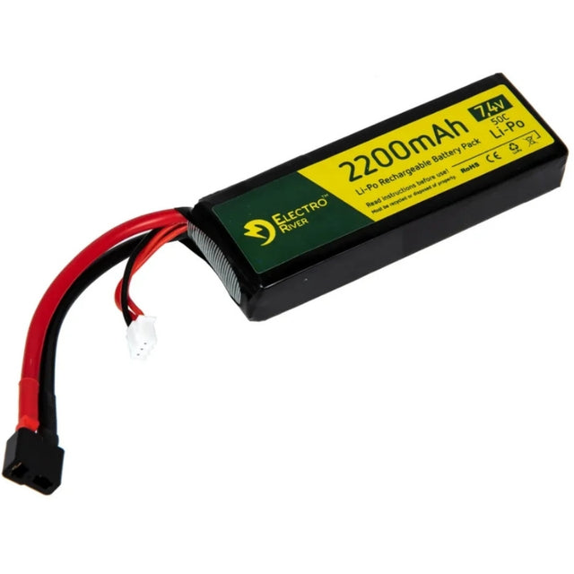 7.4V 2200 mAh 50C LiPo med T-stik/Dean