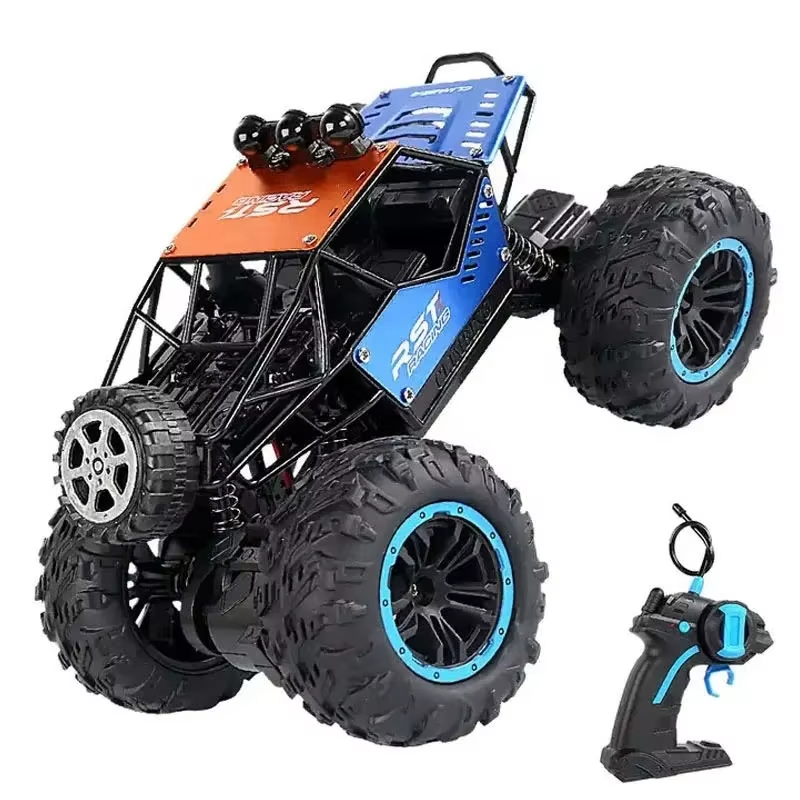 Fjernstyret offroad-bil med store terrændæk og lys - Grøn