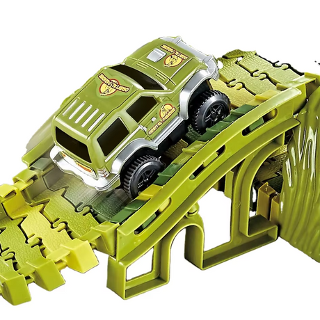 Dinosaur-racerbane med loop og bil - 121 dele