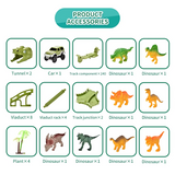 Dinosaur-racerbane med bil og figurer - 240 dele