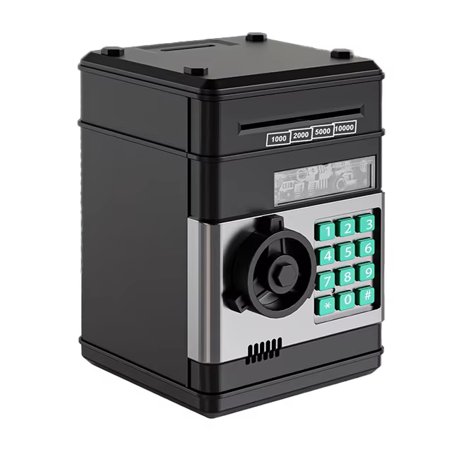 Elektronisk sparebøsse med kode - sort