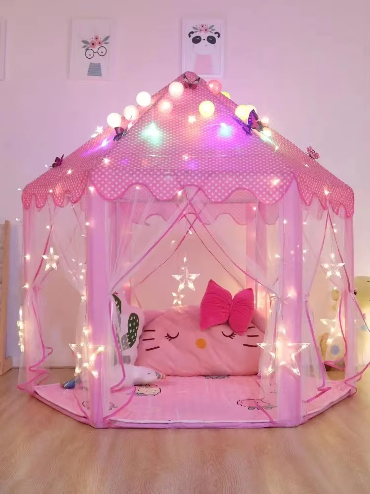 Pink prinsessetelt med gardiner