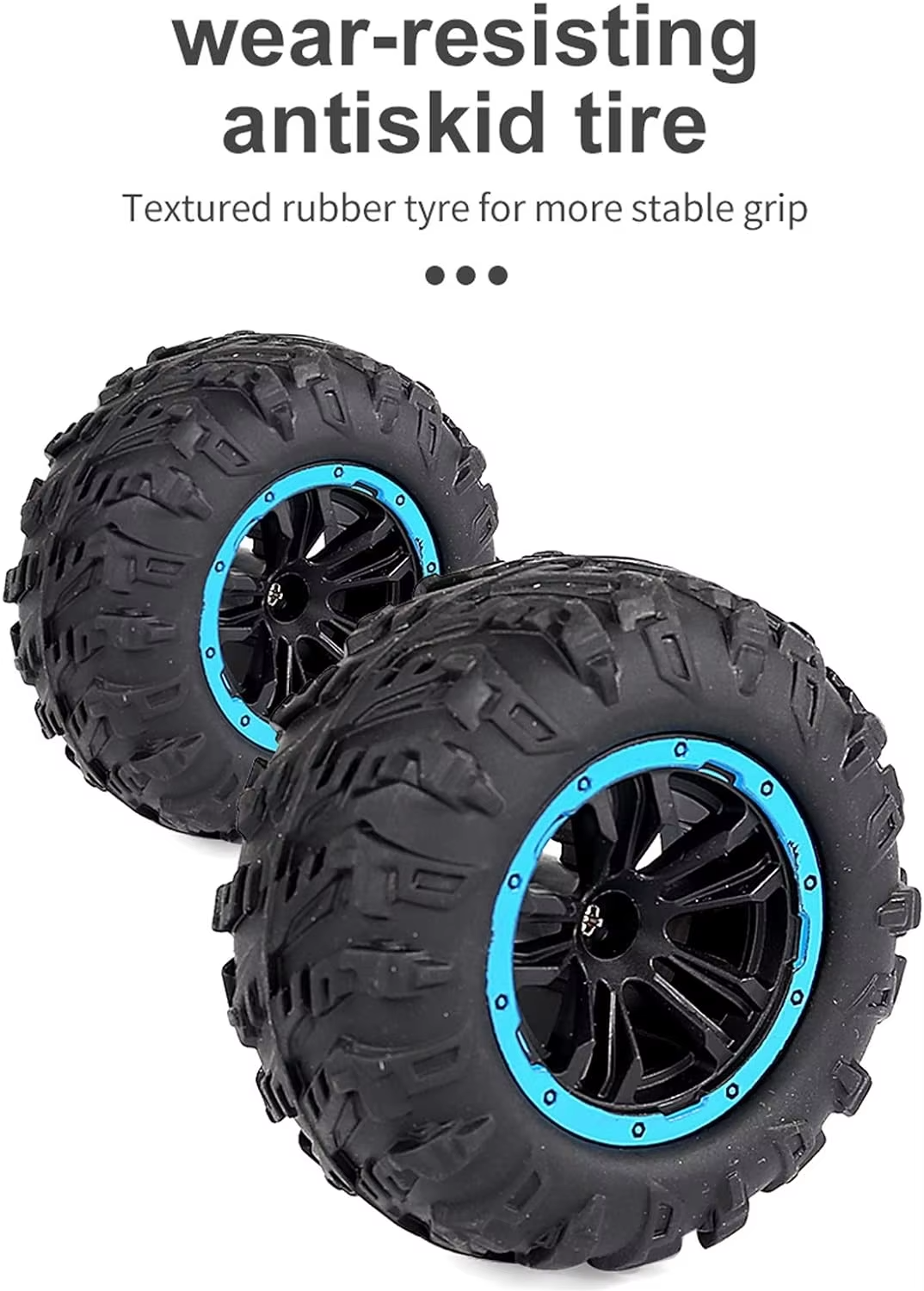 Fjernstyret offroad-bil med store terrændæk og lys - Grøn