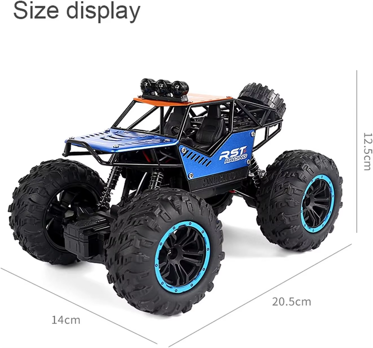 Fjernstyret offroad-bil med store terrændæk og lys - Grøn