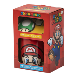 Super Mario - Gavesæt med Krus, Coaster & Nøglering