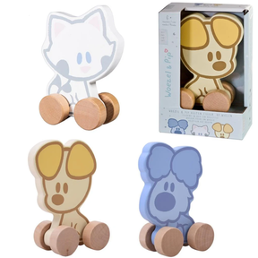 Woezel og Pip træ figur med hjul assorteret