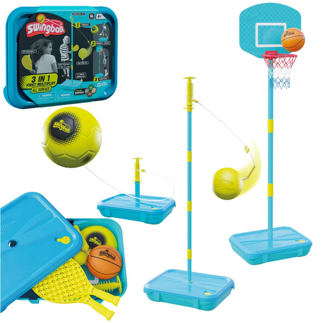 Swingball 3 i 1 spil med tennis basketball og bold