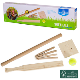 Softball sæt i træ med bat bold og baser til udendørs leg