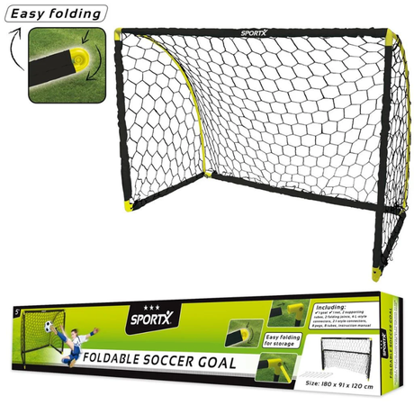 SportX foldbart fodboldmål 180 x 91 x 120 cm