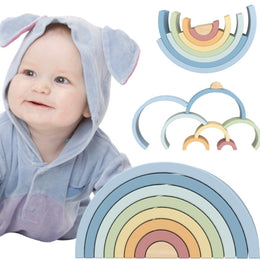 TOOKY TOY Træregnbue i Pastelfarver – Montessori Legetøj (18 mdr+)