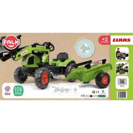 FALK Claas Traktor med Anhænger og Frontskovl (fra 2 år)