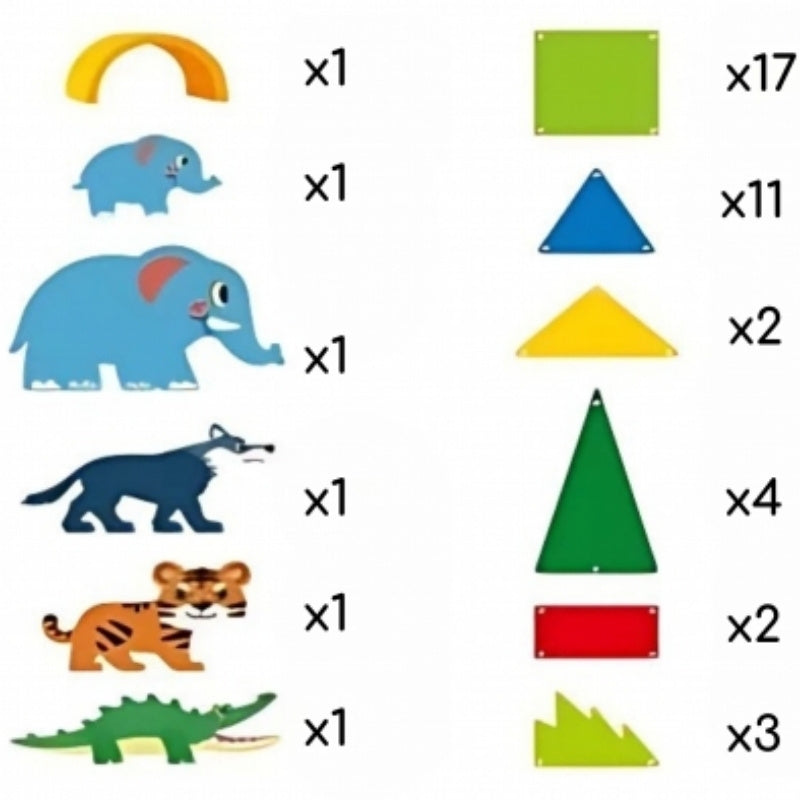WOOPIE Magnetisk Byggesæt – Jungle Dyr 3D (45 dele, fra 3 år)
