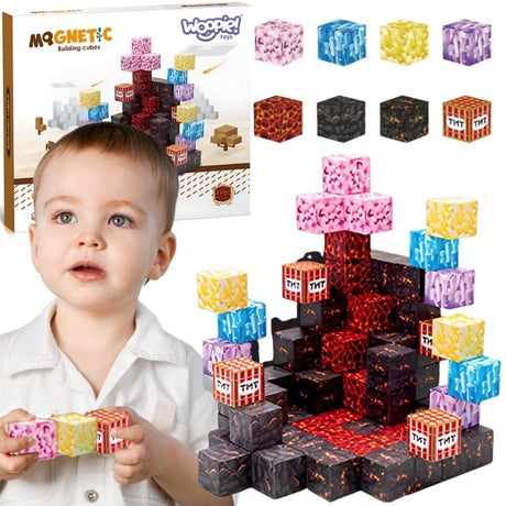 Magnetiske Byggeklodser - Minecraft inspirerede Pixels, 74 dele