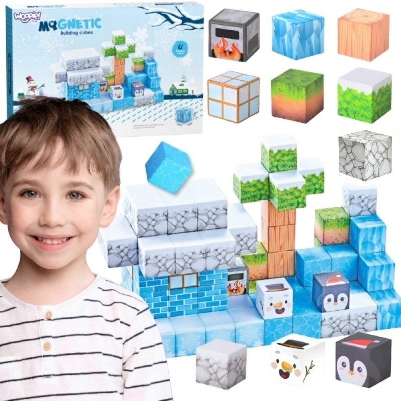 Magnetisk Byggesæt - Minecraft inspireret Vinterverden, 66 dele
