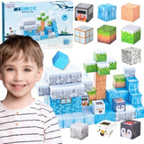 Magnetisk Byggesæt - Minecraft inspireret Vinterverden, 66 dele