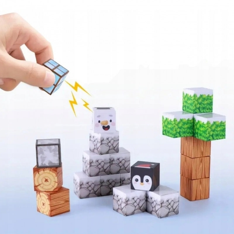 Magnetisk Byggesæt - Minecraft inspireret Vinterverden, 66 dele