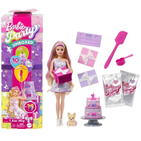 Barbie Party Unboxed Blond - Legesæt med festartikler til fødselsdag