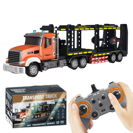 Fjernstyret Lastbil med Trailer (6 år+) – 1:12 Transport Truck med Lys & Lyd