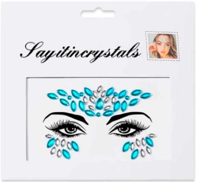 Rhinsten – selvklæbende ansigtssten (Face Gems) - blå/sølv
