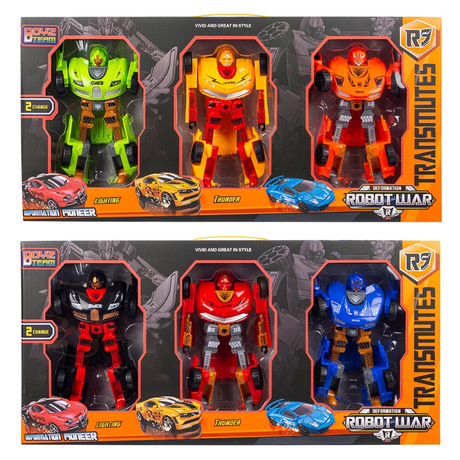 Transrobot Sæt – 3 Store Robotter der Bliver til Biler assorteret
