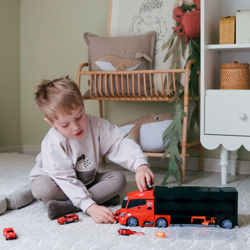 3-i-1 brandbil transportlastbil med biler