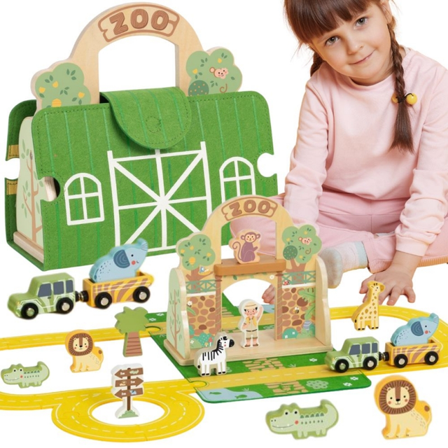 TOOKY TOY Mini Zoo – Bærbart dyresæt i taske