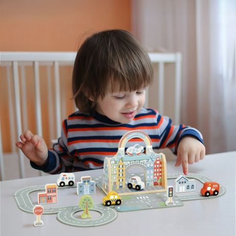 TOOKY TOY Mini City bærbar bil-taske sæt