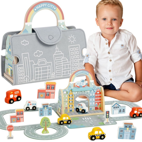 TOOKY TOY Mini City bærbar bil-taske sæt