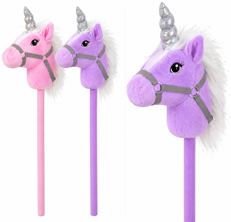80 cm kæphest med hestelyd, lilla eller pink