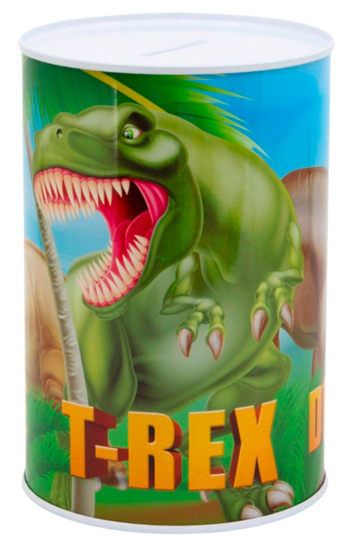 Sparebøsse i metal med T-Rex