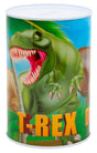 Sparebøsse i metal med T-Rex