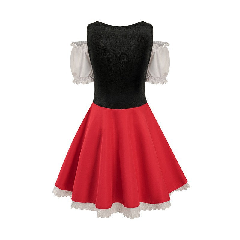 Tyrolerkjole / Dirndl Rød - Oktoberfest Kostume