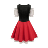 Tyrolerkjole / Dirndl Rød - Oktoberfest Kostume