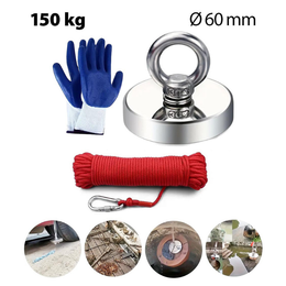 Fiskemagnet Sæt 150 kg - 20 meter reb