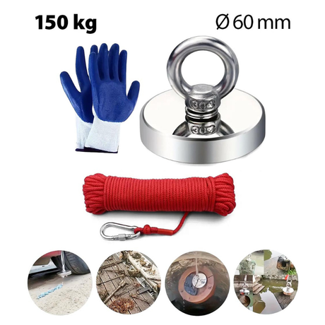 Fiskemagnet Sæt 150 kg - 20 meter reb