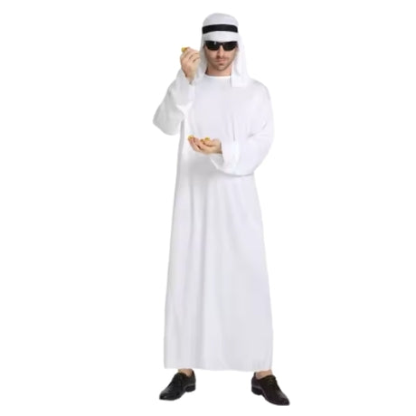 Arabisk Sheik Kostume – Hvid Robe til Party & Cosplay