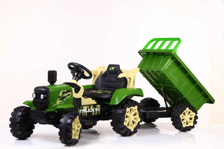 Grøn El Traktor til Børn 6V - Med Lad, LED og Musik