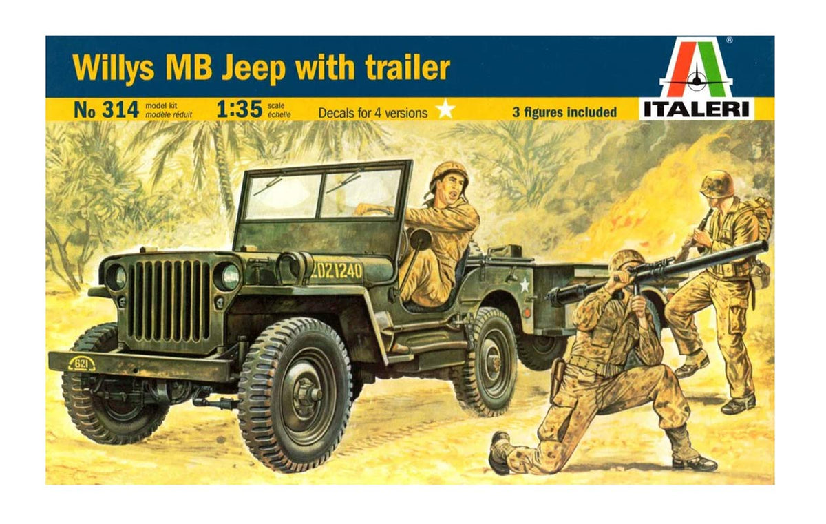 Italeri Willys MB Jeep with Trailer - 1:35