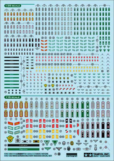 Tamiya 1/16 & 1/35 WWII German Military Insignia Decal Set- Tilbehør