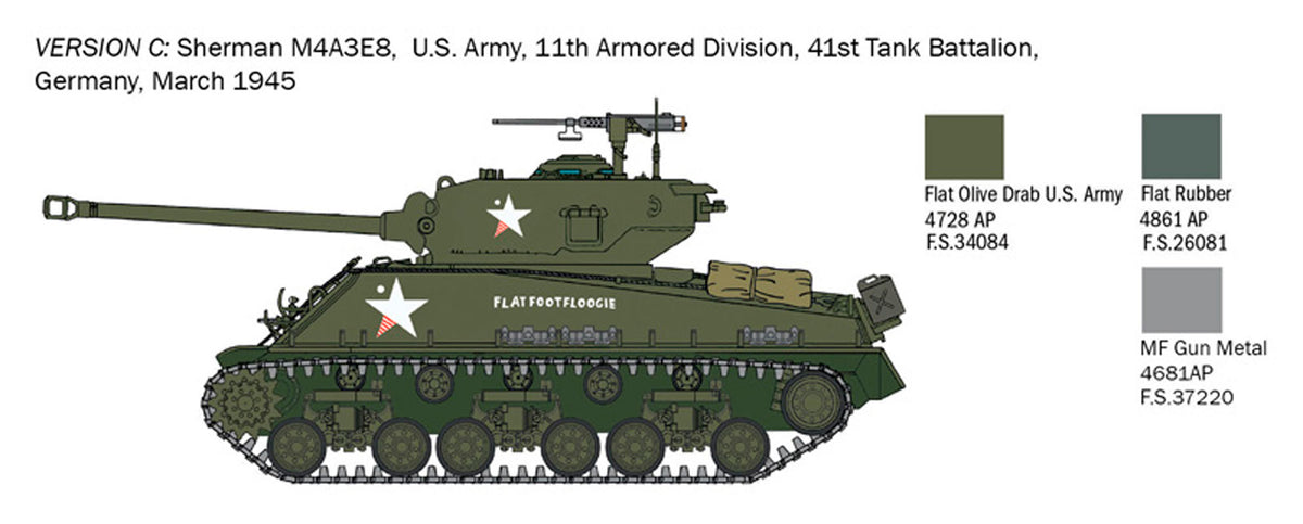 Italeri 1:56 M4A3E8 Sherman Fury - Modelkampvogn