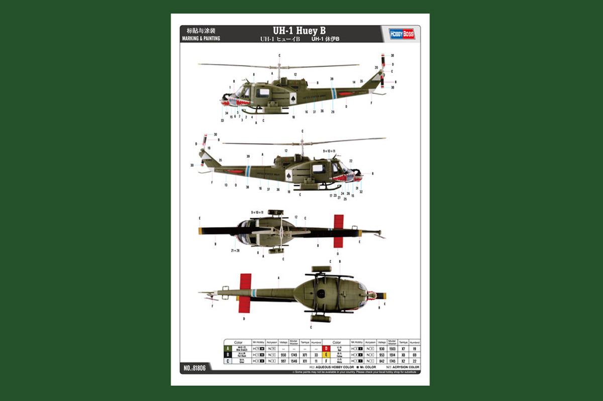 Hobby Boss UH-1 Huey B 1:18 modelhelikopter