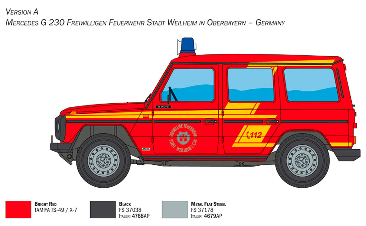 Italeri 1:24 Mercedes Benz G230 Feuerwehr - Modelbil