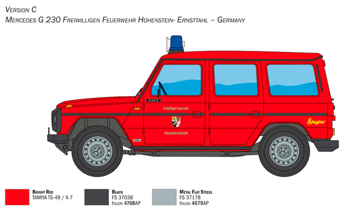 Italeri 1:24 Mercedes Benz G230 Feuerwehr - Modelbil