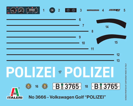 Italeri 1:24 VW Golf Polizei - Modelbil